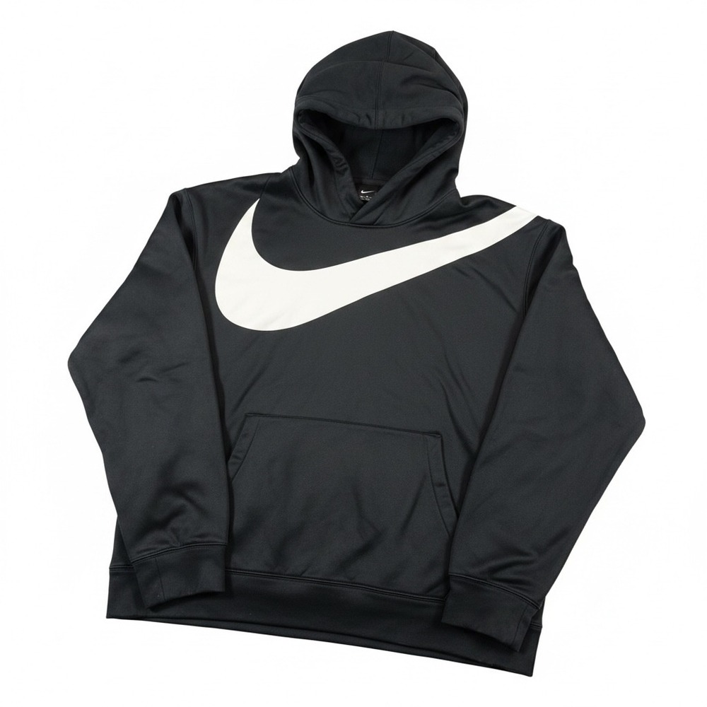 Nike Dri-FIT Mens Large Black Oversized Swoosh Graphic Hoodie Sweatshirt - Picture 7 of 7